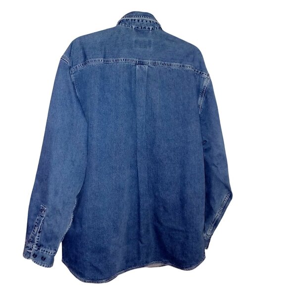 Eddie Bauer Shacket Vintage Jacket Mens Denim Size Large Tall Flannel Lining - Picture 3 of 11